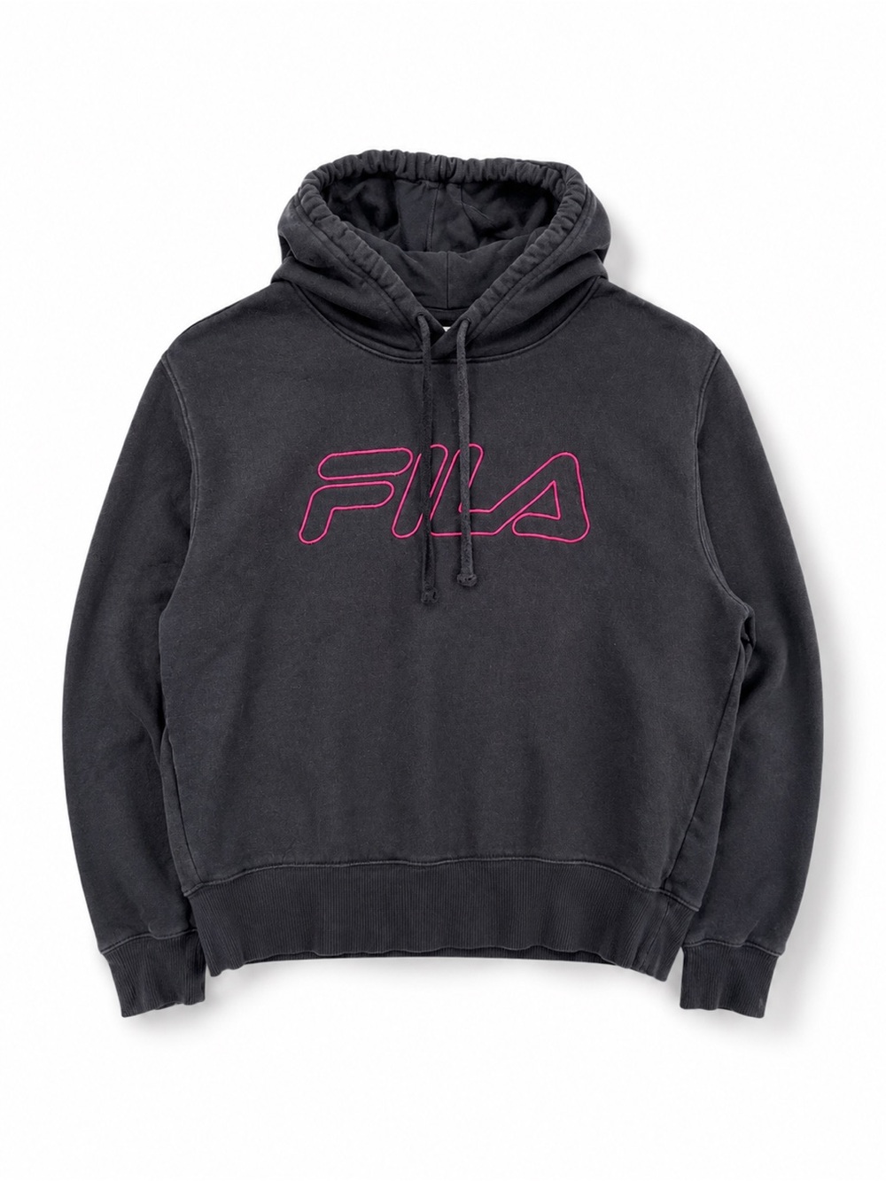 FILA Black Hoodie with Pink Accent Logo Size M